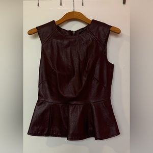 Burgundy Vegan Leather Top